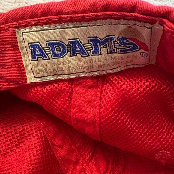 Red Adams Baseball Cap Embroidered Bear Design Adjustable Strapback - Picture 3 of 3